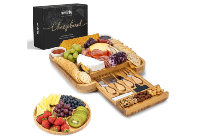 Bamboo Cheese Board and Knife Set with a Stunning Cheese Platter